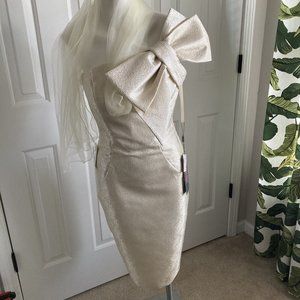 MARSONI BY COLORS Cr Sleeveleone Shoulder Dress Gown SZ 4 NEW MV1065 IIvory